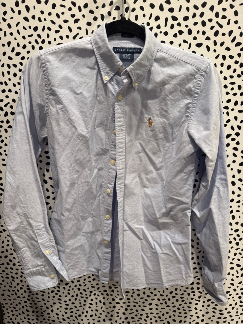 Women’s Ralph Lauren Pale Blue Button-Down Oxford Shirt with Polo Pony Size 4